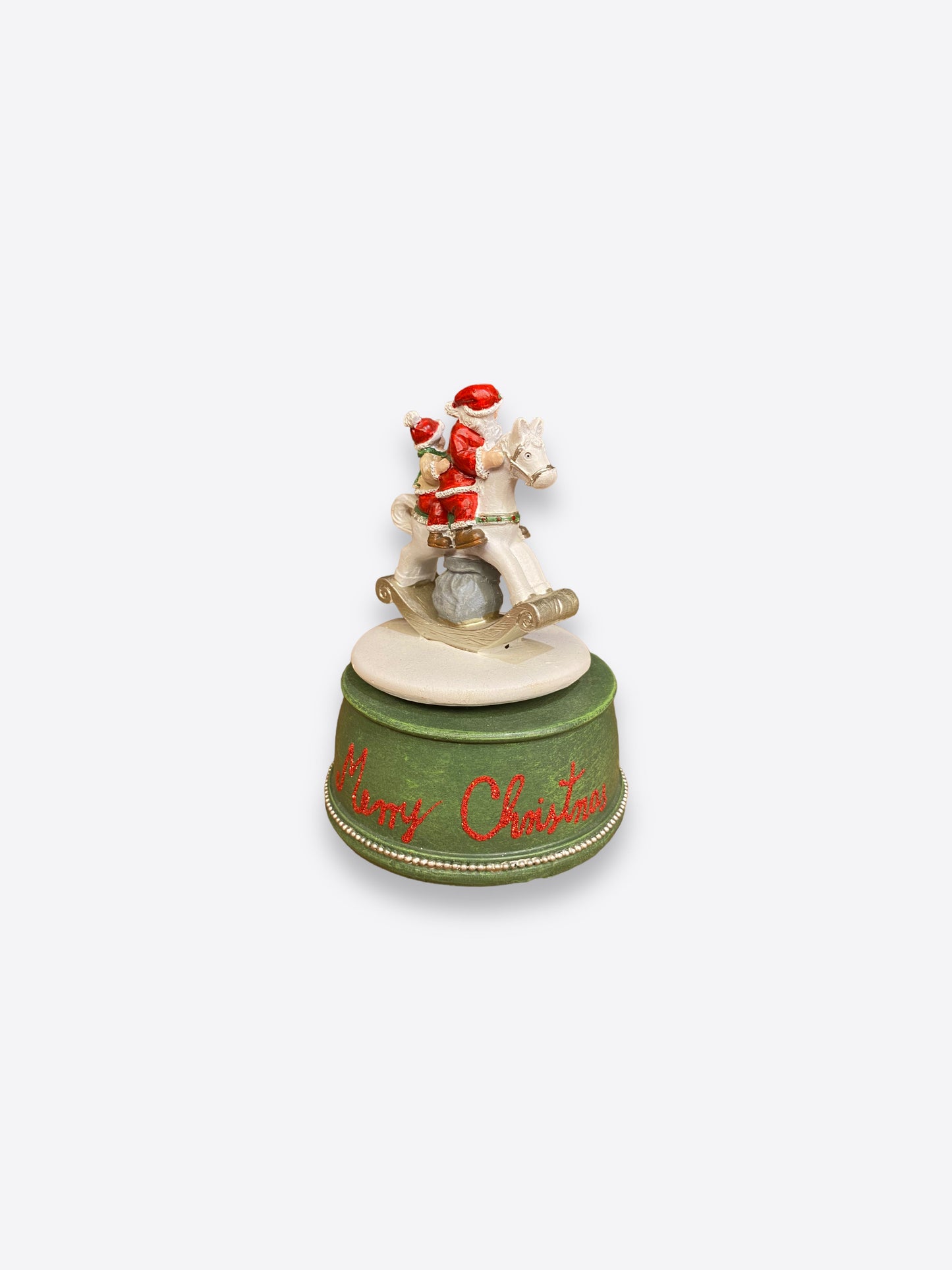 Music box- Santa on white horse