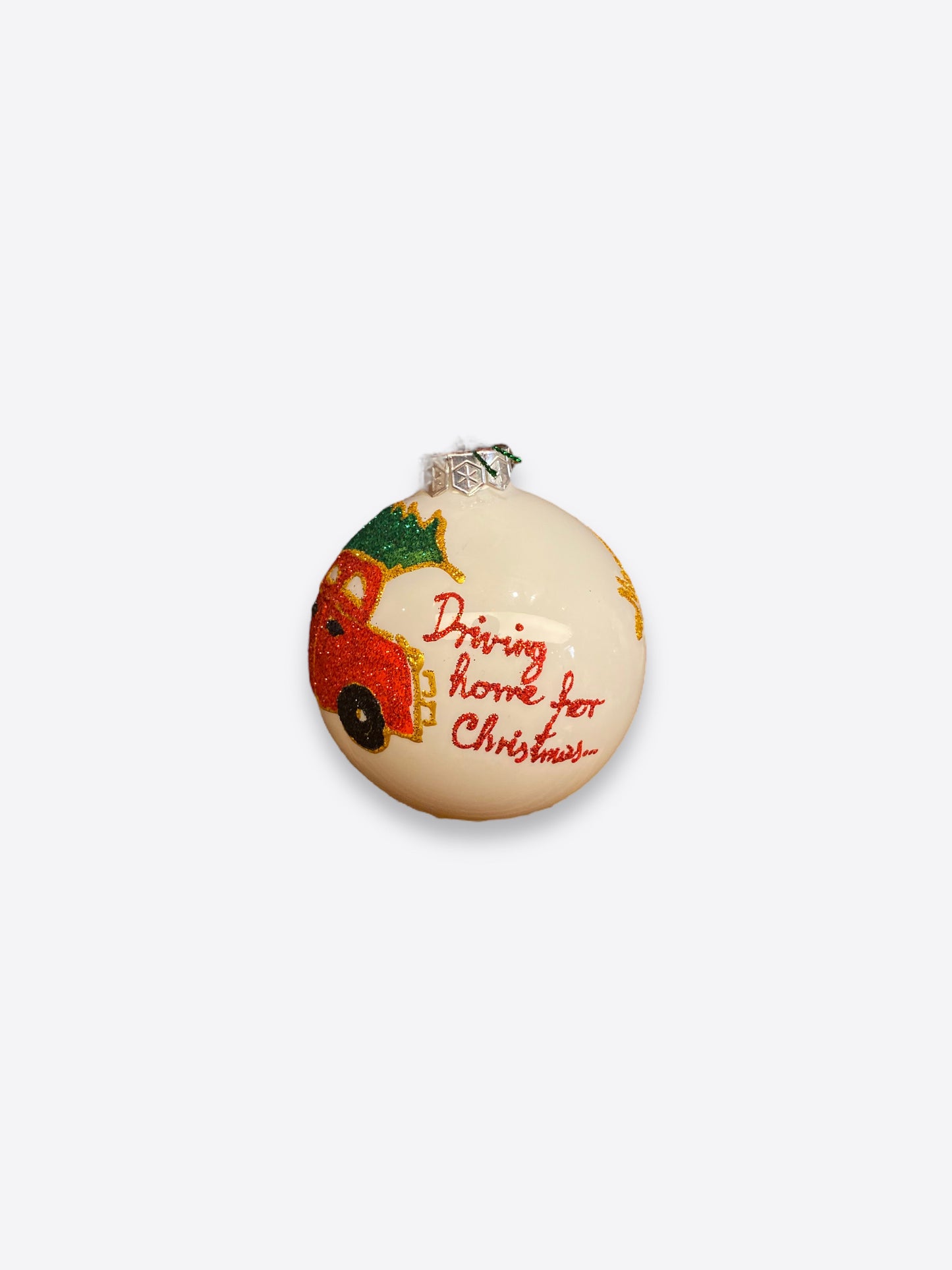 Hand painted Christmas ornament- Driving home for Christmas